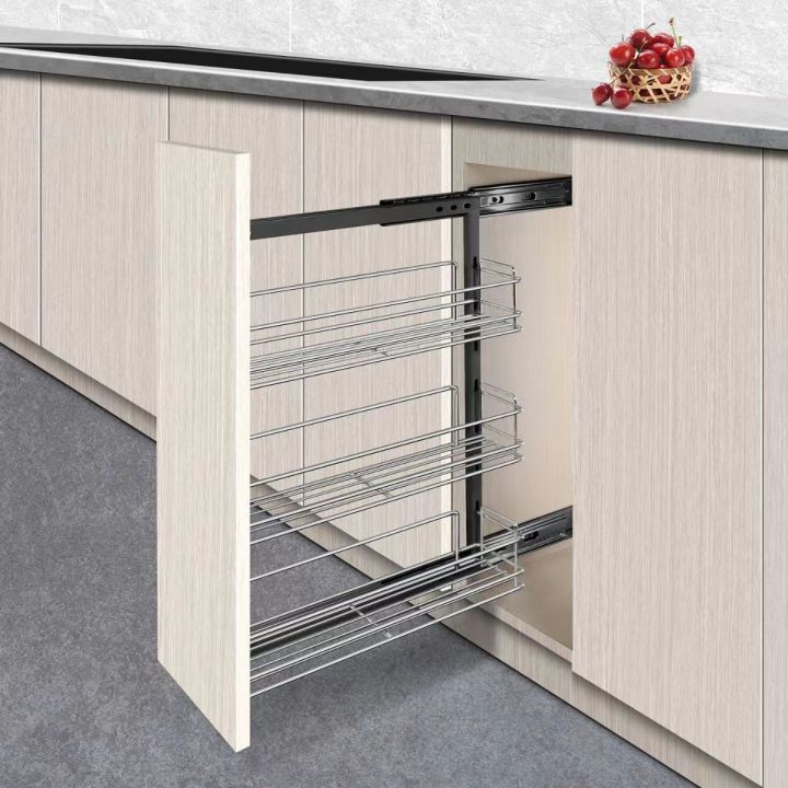 3 layer Stainless Pull out Condiments rack with adjustable frame