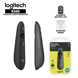 Logitech R500 Wireless Laser Presenter with Red Laser Pointer Powerpoint Remote Control PPT Presentation