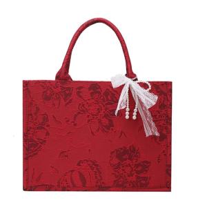 Women Bag Large Capacity Wedding Bag Top Handle Bag Chinese Styles Bridal Handbag All-Matching Red Gift Bag