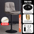 Nordic luxury bar stool nappa leather seat 360° rotatable and liftable stool bar stool high chair. 