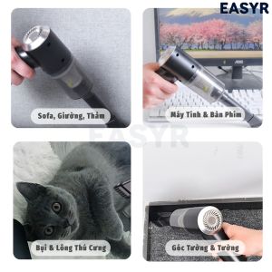 MÁY HÚT BỤI CẦM TAY KHÔNG DÂY SIÊU MINI  HÚT CỰC MẠNH 6000PA - 120W SẠC USB THIẾT KẾ NHỎ GỌN