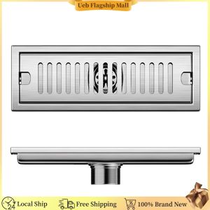 [Ueb Flagship Mall] Multiple Sizes Dectable Square Drain Filter Anti-odor Brushed Rectangular Floor Drain 304 Stainless Steel with Removable Square Hole Cover