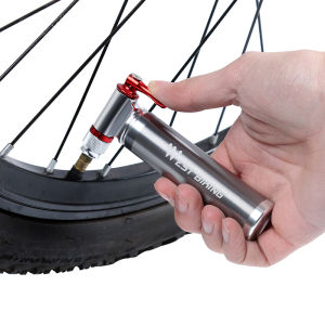 WEST BIKING Mini Bicycle Pump Portable Ultralight Air CO2 Inflator MTB Bike Pump Schrader & Presta Aluminum Alloy Cycling Pump