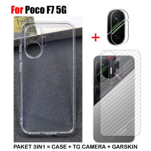 Promo Paket 3IN1 Case Clear For Xiaomi Poco F7 G5 Free Tempered Glass Camera & Garskin Carbon Pelindung - FIDS STOR