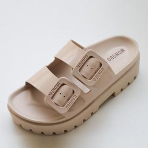 2024 New Vietnam slippers women summer 5cm high heels buckle everything Fashion Academy Korean belt buckle muffin with sandals tide Walking Shoes Footwear