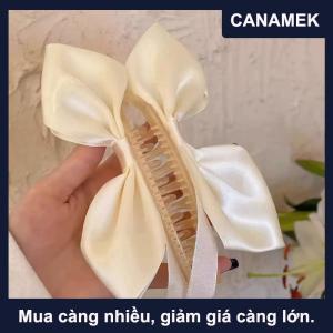 【CANAMEK】 Phụ nữ nơ ruy băng tóc vuốt chuối Clip màu rắn thanh lịch hàng ngày Headband đuôi sửa chữa phụ kiện tóc