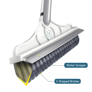 🇸🇬 Ready Stock 2 in 1 Grout Cleaner Brush with Long Handle V Shape Stiff Bristles for Tile Floor Scrubber Cleaning Tool