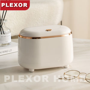 Plexor Mini Countertop Trash Can with Press Type Lid 2L Tiny Waste Basket Waste Can with Cover Wastebasket Trash Can Dispenser Mini Bin for Bathroom VanityCoffee Table