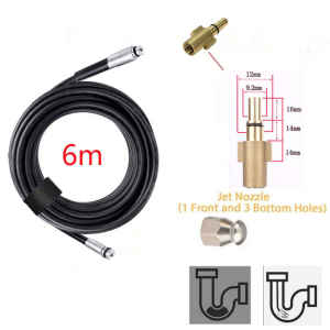 Viocky 6m 10m 15m 20m High-Pressure Hoses  Special Drain Nozzles Ideal for Cleaning Clogged and Contaminated Drains