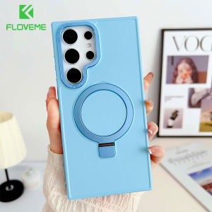 FLOVEME Luxury Candy Color Matte Back Cover For Samsung Galaxy S23 Ultra S23+ Plus Bumper With Metal Lens Frame Ring Holder Magsafe Wireless Charging Back Cover For Samsung S23