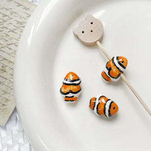 MillionGrid 1PC sọc sơn dễ thương cá nhỏ hạt Charms gốm Spacer lỏng Hạt đối với trang sức làm DIY Vòng đeo tay phụ kiện