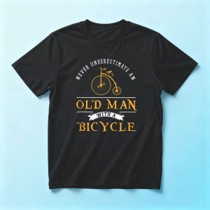 Classic Vintage Cycle Art T Shirt Men Penny Farthing Bike Old Man Cycling Phrase Simple Cotton Street Short Sleeve Tee