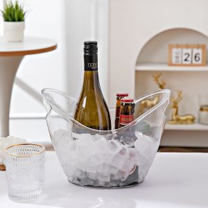 Ice Bucket with Handle Ice Cube Bucket Yuan Bao Transparent Handheld Durable Large Capacity