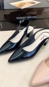 LALA Pointed Toe Jelly Mid Heels Sandals For Women Elegant Footwear Casual Sandal