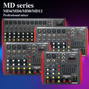 6 Channel Audio Mixer USB Bluetooth +48V Echo Effect 7 Band Stereo Graphic EQ Disk Playback Audio Interface Portable DJ Mixing Console for Karaoke Studio Recording