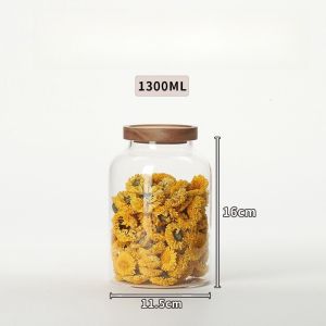 Nordic Style Jar Food Storage Tank Miscellaneous Food Storage Dried Fruit Storage Organizer Borosilicate Glass Solid Wood Lids Food Storage & Dispensers Acacia Mangium Sealed Lid