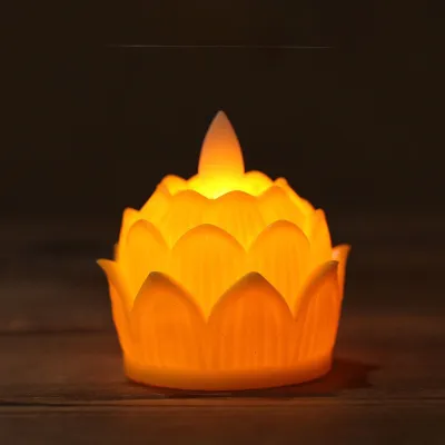LED Lotus Candle Lights Swinging Diwali Electronic Candles Long Lights for Deepavali Table Decoration Item