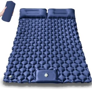 WAPKTY Double Sleeping Pad Inflatable TPU Camping Air Mattress Portable Ultra Lightweight Foot Strap Pillow