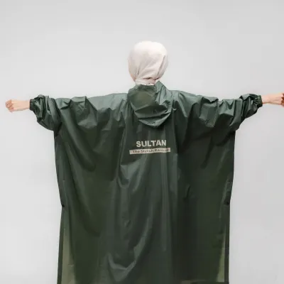 SULTAN Jas Hujan Ponco Celana Kelelawar Motor JUMBO J Bahan Tebal PVC Pria dan Wanita Mantol Warna Cream