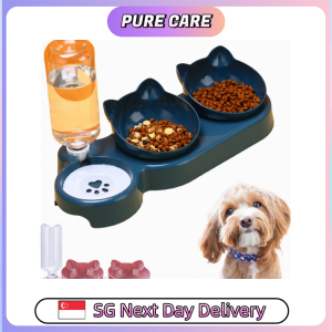 【Pure Care】 3-In-1 Pet Bowl Set with Water Dispenser /Detachable & Washable Cat&Dog Feeder