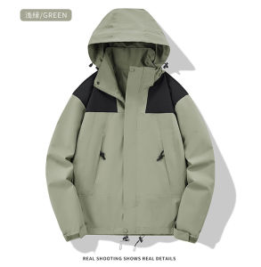 FUGUINIAO 2023 Popular Mens Zipper Jacket Spring and Autumn Coat Waterproof and Windproof Mens Removable Hat