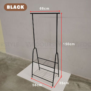 Vedourstyle Cloth Rack with Basket Clothes Storage Steel Rack Cloth Hanger Drying Rack Multipurpose Simple Standing Shelf