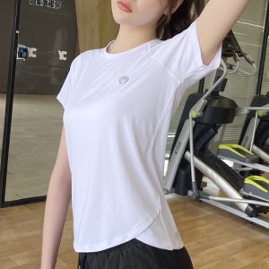 ผู้หญิงวิ่งแห้งเร็วเสื้อยืดตาข่ายยืดหยุ่นสูงกีฬาเสื้อยืดระบายอากาศวิ่งออกกำลังกายชุดโยคะ