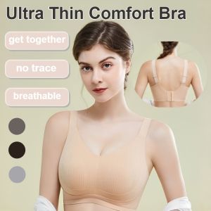 Womens Anti-sagging Seamless Bra Summer Thin Full-cup Sports Bra Wire-free Plus Size Underwear