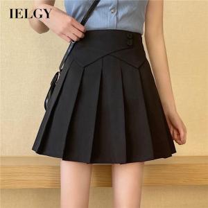 IELGY womens high waist korean style solid color skirt