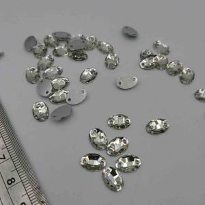 DIAMON KRISTAL RESIN BENTUK OVAL LANCIP UKURAN 7X10 MM WARNA PUTIH BERSIH KUALITAS AA BAGUS KILAU CANTIK PER LUSIN