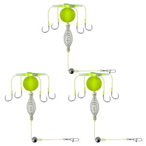 3PCS String Hook Fishing Bait Cage Carbon Steel Four Hook Line Group Feeder Sinker Anti Winding Sharp Fishing Spring Bait Cage Sea