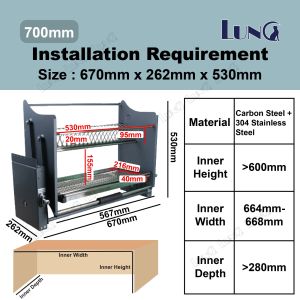 304 Stainless Steel 2 Tier Built-In Kitchen Pull Out Dish Plate Bowl Rack Cabinet Organizer