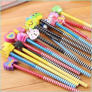 Colorlady - Bút chì gỗ kèm đầu tẩy hình thú dễ thương cho bé tập viết học sinh tiểu học cây bút chì định hình chất liệu