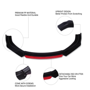 Universal Front Bumper Lip Chin (Double Blade) Black Version 2