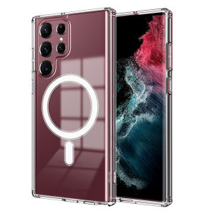 FLOVEME Magnetic Charging Phone Case For Samsung S23 S22 Ultra S23 22 Plus Transparent Clear Charger Cover For Galaxy S23 S22