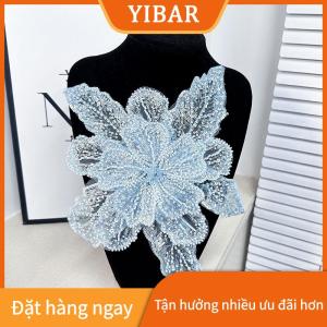 YIBAR Sequin đính cườm hoa cổ áo đính Trắng ren thêu vá Corsage DIY trang trí váy cưới phụ kiện quần áo