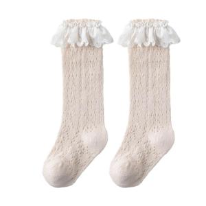 Girls Knee Length Socks for 0-3 Year Lovely Ruffled Edge Socks Long Tube Socks for Stage Performances and Parties
