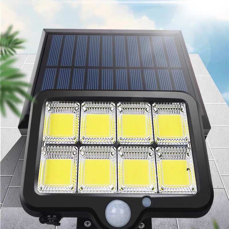 เชิงเทียนโคมไฟติดผนัง ไฟโซล่าเซล 160COB ไฟ COB ไฟสปอร์ตไลท์ใช้พลังานแสงอาทิตย์สว่างจ้า 3 โหมดตรวจจับความเคลื่อนไหวทนแดดกันน้ำ Outdoor Solar Wall Li ...