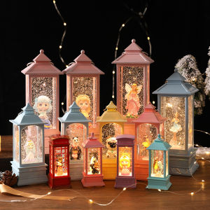 【Fans Tone】 Animal Snow Globe Lantern Booth Lamp with Swirling Glitter Cartoon Design Home Interior Decoration with Led Light