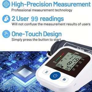 【Original 】Blood Pressure Monitor for Home Use Adjustable Cuff Automatic Upper Arm Blood Pressure Machine 99x2 Sets Memory with Voice BoardCast IP22 Personal Health Monitor Family Health Care Easytouse Device Compact Design Reliable Performance Hi