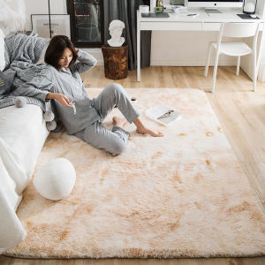 Bedroom Floor Mat Carpet Big Size Soft Shaggy Fluffy Floor Mat Carpet Karpet High Quality Bedroom Living Room Sofa Rug Table Yoga Carpets Mats Area Rugs Anti-Skid Plush Soft Carpet Deluxe Dining Room Carpet