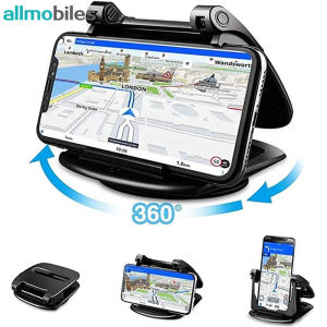 360 Degree Stereo Rotating Car Phone Holder Dashboard Phone Mount Non-Slip Stand for 3.5-6 Inch Mobile Phones