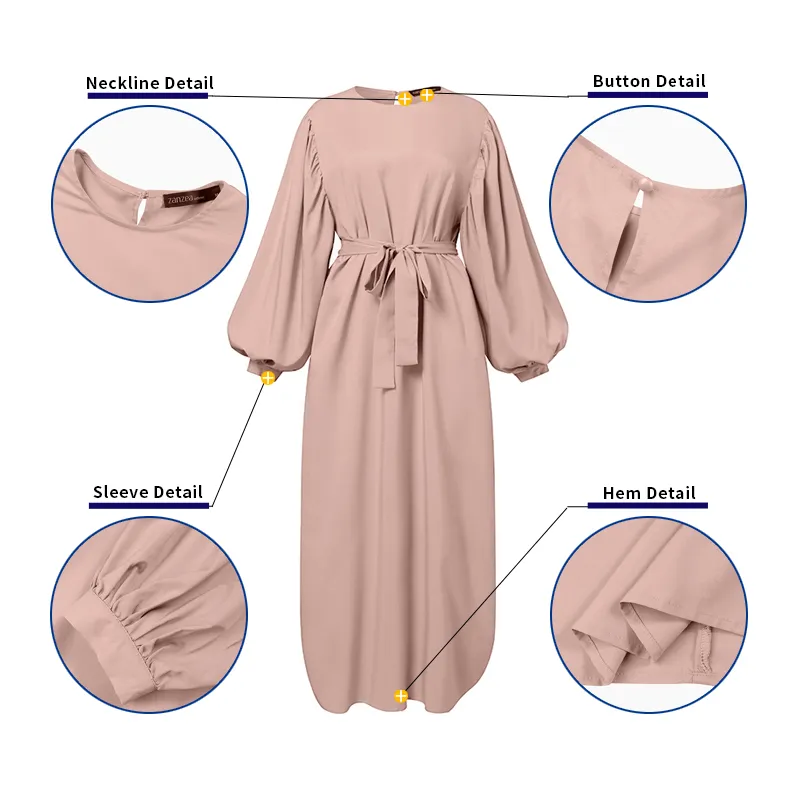 MOMONACO ZANZEA Muslimah Women Muslim Puff Long Sleeve Elegant Prom Gwon  Dubai Maxi Dress Baju Raya#50