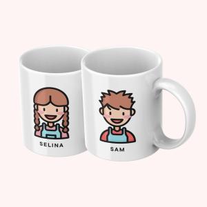 【Valentine’s Collection 】Customised Couple Ceramic Mugs 325ml (Set of 2) |Valentine’s Gift | Romantic Gift for Him & Her | 7 Colours