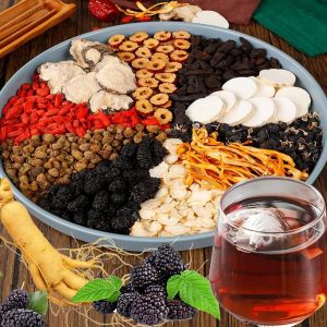 Ginseng & Mulberry Herbal TeaGinseng Five Treasures Tea Kidney Formula Six Treasure Teas Wolfberry Mulberry Herbal Goji Berry Red Date Teas Formula Traditional Chinese Blend (10bags)