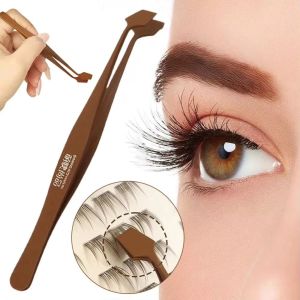 INTOONE Anti-Stick Eyelash Tweezers 45° Angled Non-Slip Eyelash Curler Portable Precise Lash Applicator Tool for Users