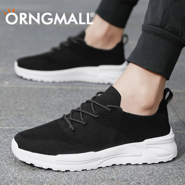 ORNGMALL Mesh Shoes for Men Sneakers High Quality Casual Walking Shoes  Lace-Up Black Fashion Light Running Shoes Suitable for Daily Life and  Sports