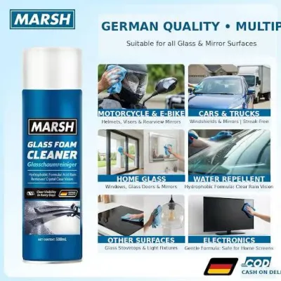 Marsh Glass Foam Cleaner 500ml For Car/Motorcycle/Truck/Ebike/Home Glass