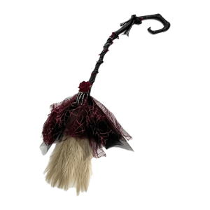 DIVATEN Rose Halloween Witch Broomstick Gothic Style Red Black Cosplay Broom Classic Gauze Lolita Props Broom Halloween Costume