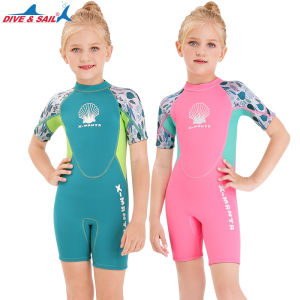 Đồ Bơi Thương Hiệu DIVE & SAIL Đồ Bơi Lặn Lướt Sóng Một Mảnh Ngắn Tay Bằng Neoprene 2.5Mm Cho Trẻ Em/Thanh Niên Đồ Bơi Có Khóa Kéo Giữ Ấm Lưng Cho Bé Trai Bé Gái
